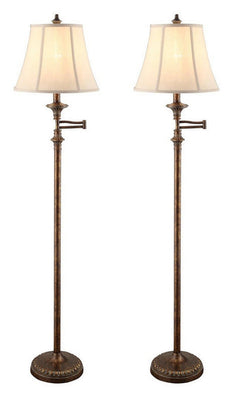 Barton Gold Swing Arm Floor Lamp (Set of 2) - Ornate Home