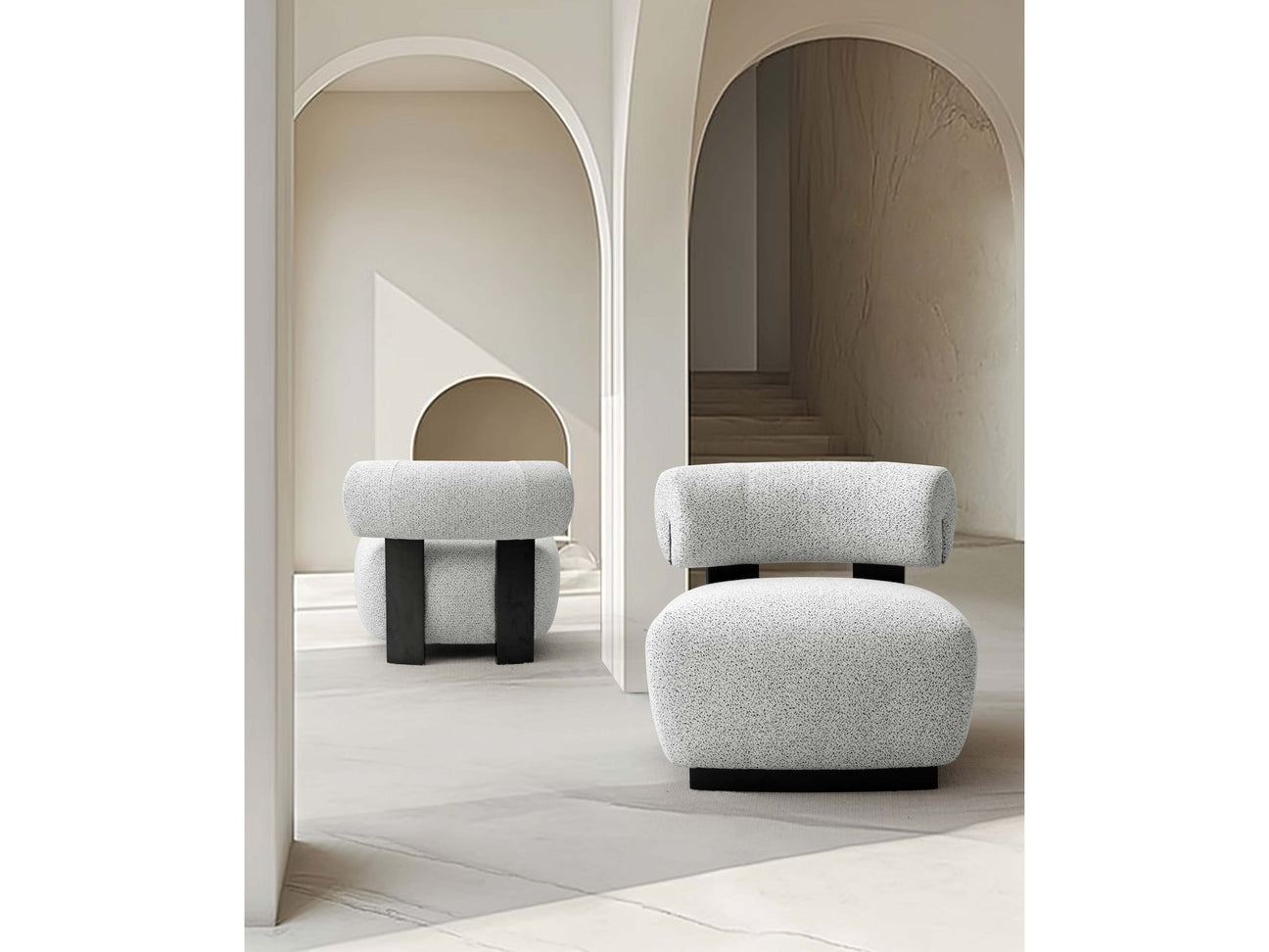 Bartow Accent Chair in Ivory and Black (Set of 2) - Ornate Home