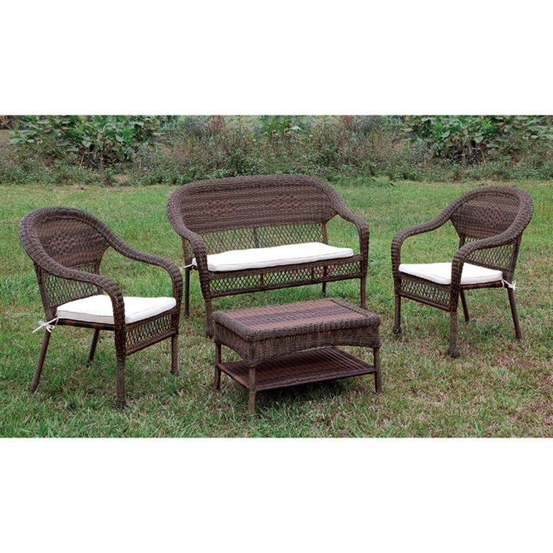 Barua Off-White/Dark Brown Patio Chair - Ornate Home