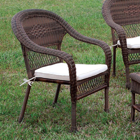 Barua Off-White/Dark Brown Patio Chair - Ornate Home