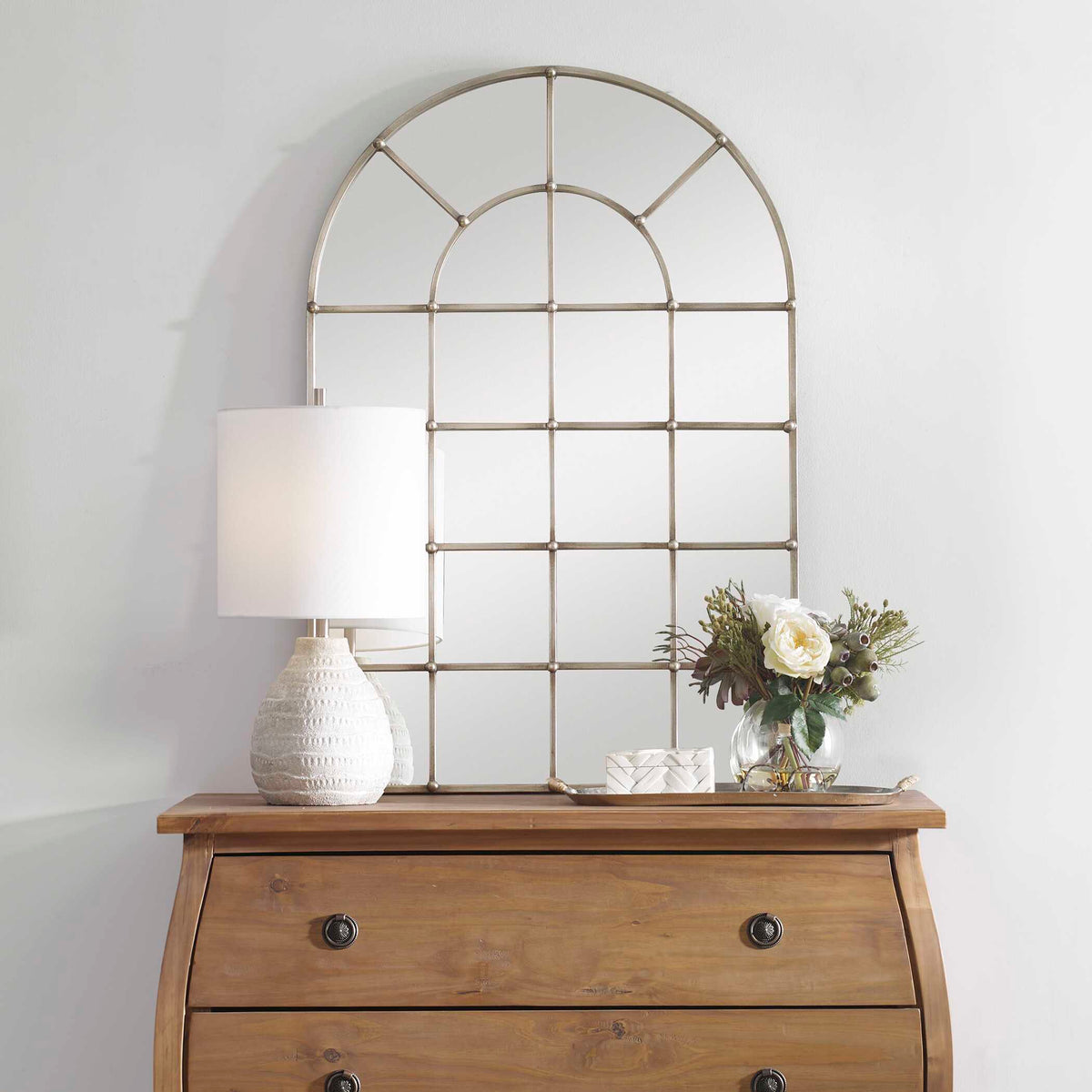 Barwell Arch Silver Window Mirror - Ornate Home