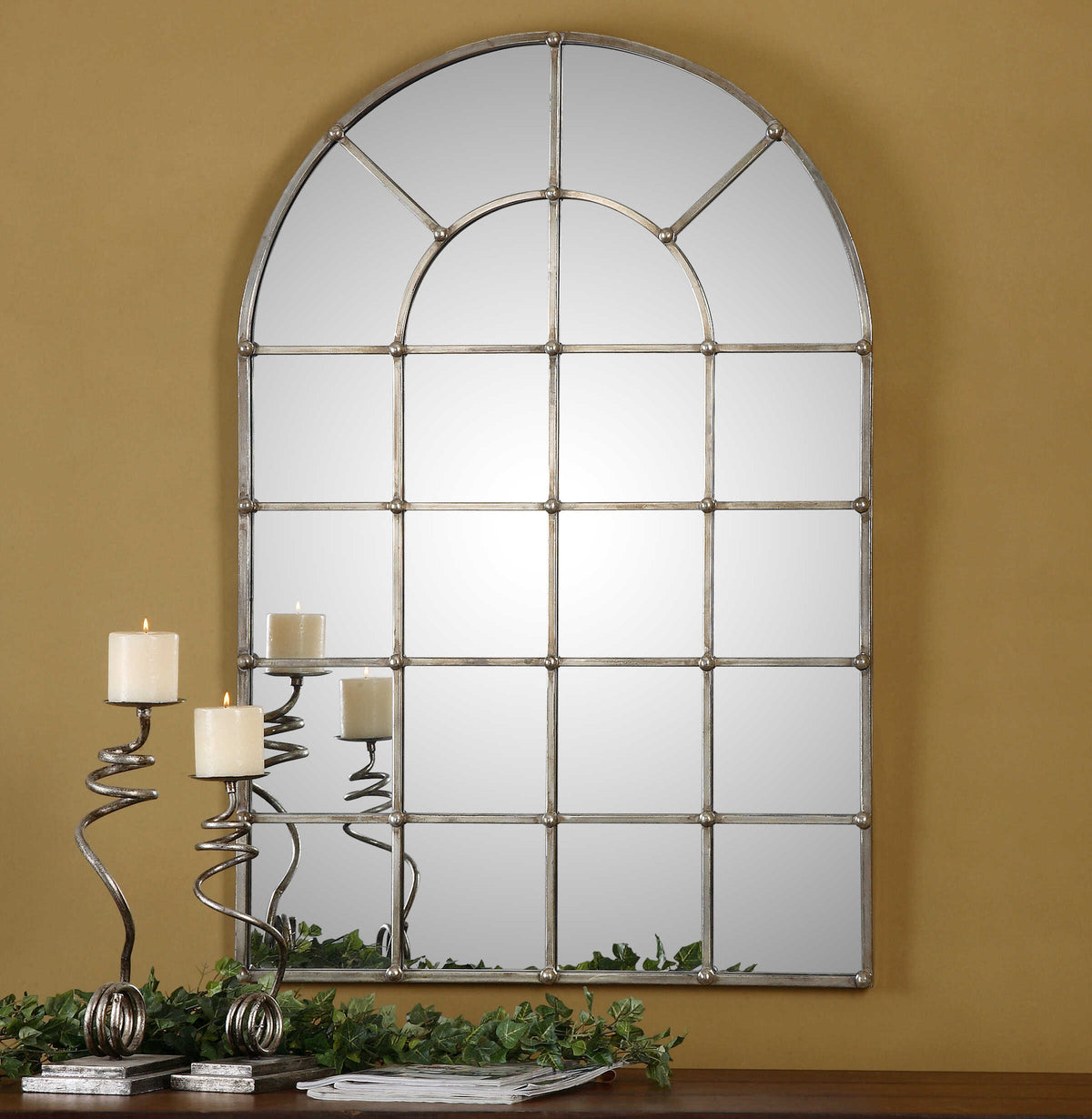 Barwell Arch Silver Window Mirror - Ornate Home