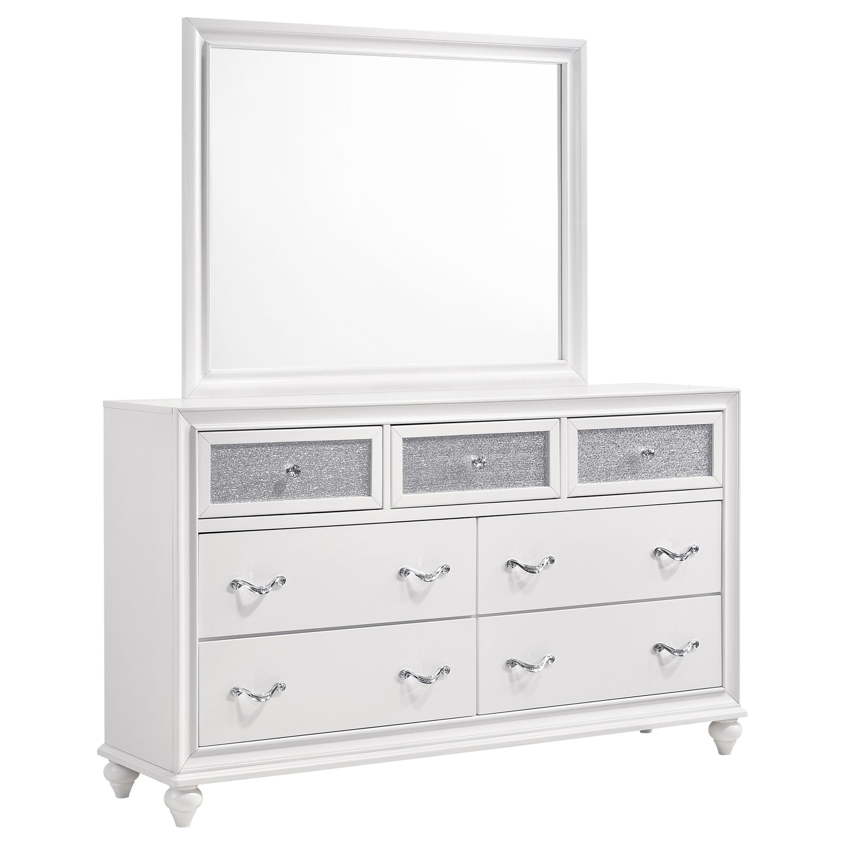 Barzini White Dresser and Mirror - Ornate Home