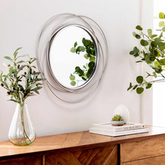 Basay Round Silver Gray Mirror - Ornate Home