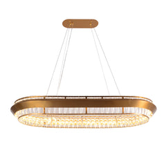 Base Camp Gold Oval Crystal LED Chandelier - Ornate Home