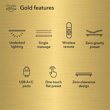 Baselogic Gold Black/Gray Split Head Queen Adjustable Base - Ornate Home