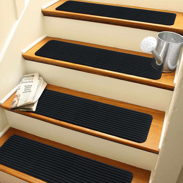 Basic Stair Tread Rugs, Black - Clearance - Ornate Home