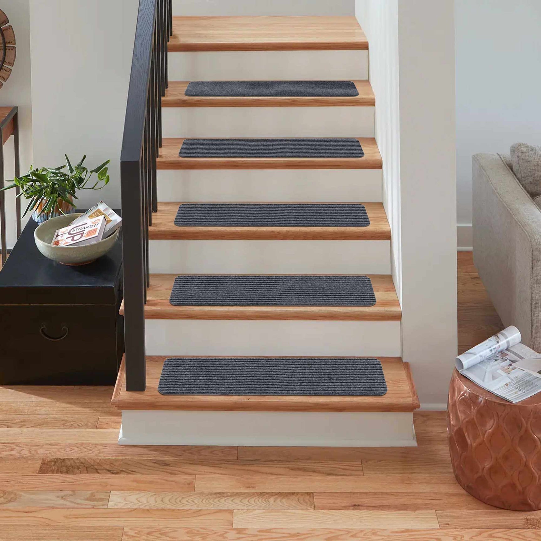 Basic Stair Tread Rugs, Light Gray - Clearance - Ornate Home