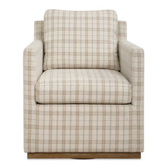 Basie White Casual Linen Swivel Chair - Ornate Home