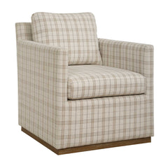 Basie White Casual Linen Swivel Chair - Ornate Home