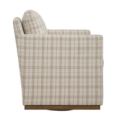 Basie White Casual Linen Swivel Chair - Ornate Home