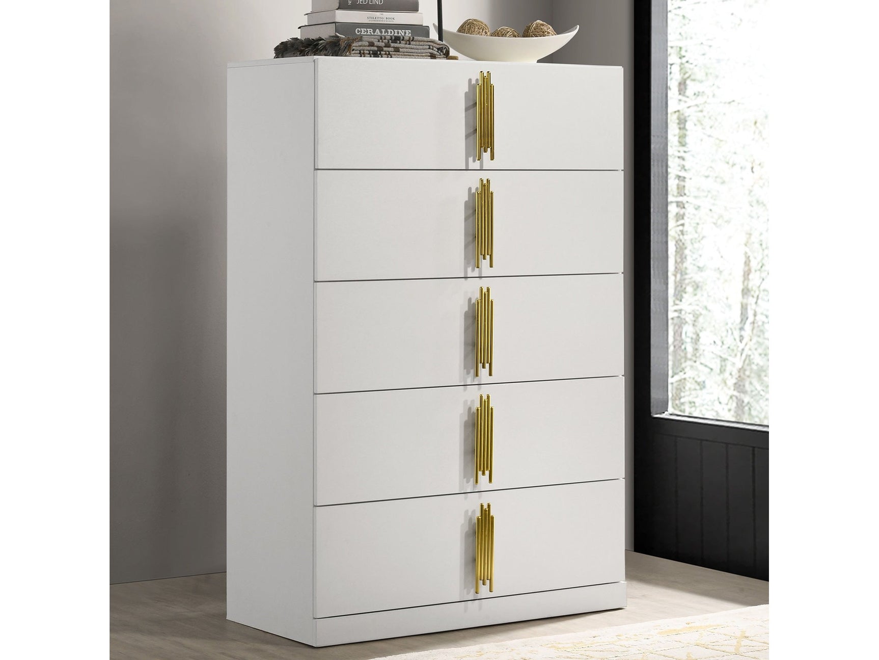 Basildon White/Gold Chest - Ornate Home