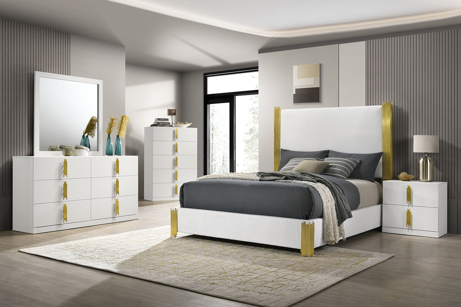 Furniture of America Basildon White/Gold Dresser
