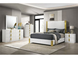 Basildon White/Gold Queen 5 Piece Bedroom Set w/2 Nightstands - Ornate Home
