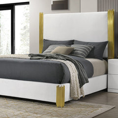 Basildon White/Gold Queen 5 Piece Bedroom Set w/2 Nightstands - Ornate Home