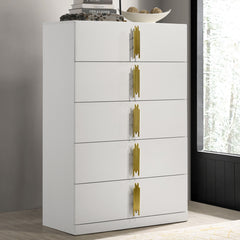 Basildon White/Gold Queen 5 Piece Bedroom Set w/Chest - Ornate Home