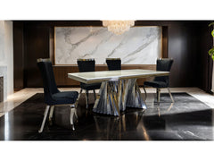 Basilicata Chrome/Black 7 Piece Dining Set - Ornate Home