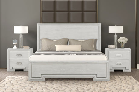 Basilone White Queen 5 Piece Bedroom Set w/2 Nightstands - Ornate Home