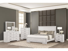 Basilone White Queen 5 Piece Bedroom Set w/2 Nightstands - Ornate Home