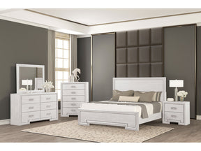 Basilone White Queen 5 Piece Bedroom Set w/2 Nightstands - Ornate Home