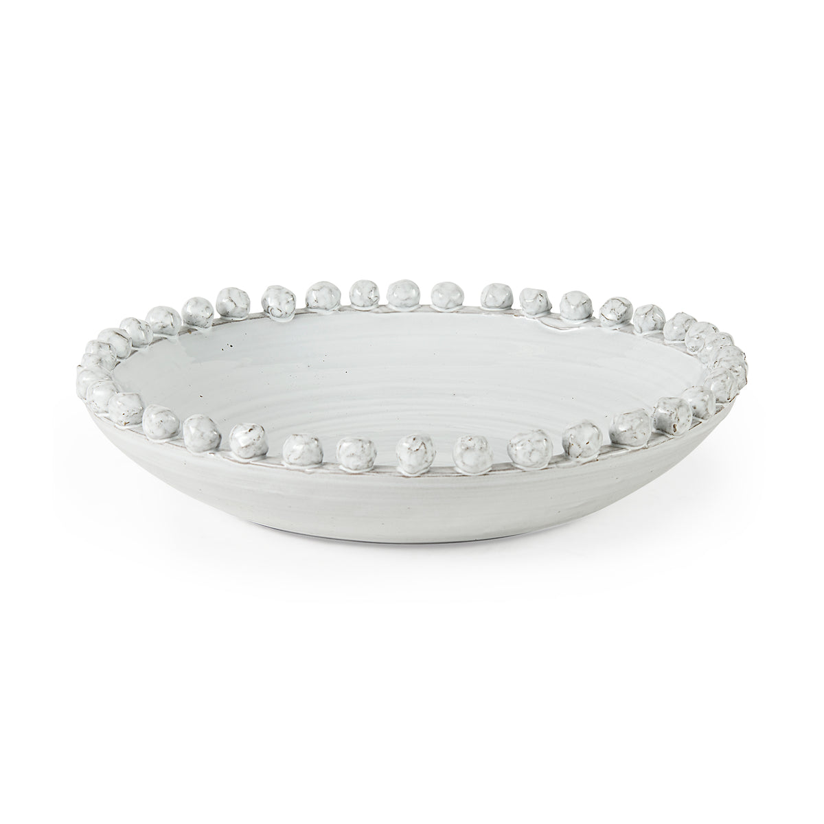 Basin Off-White 16" Round Glazed Decorative Bowl - Ornate Home