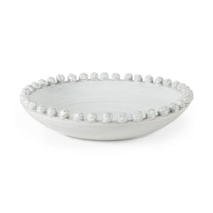 Basin Off-White 16" Round Glazed Decorative Bowl - Ornate Home
