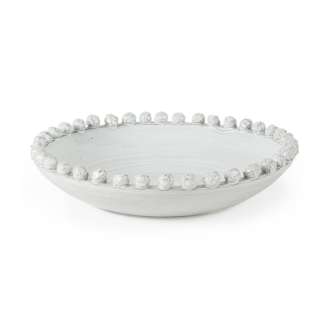 Basin Off-White 16" Round Glazed Decorative Bowl - Ornate Home