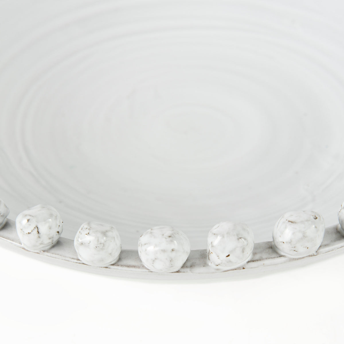 Basin Off-White 16" Round Glazed Decorative Bowl - Ornate Home