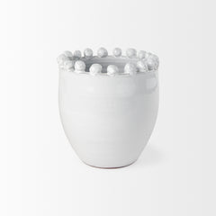 Basin Off-White Small Glazed Vase - Ornate Home