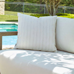 Basket Stripe Ivory Outdoor Pillow - Ornate Home