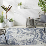 Basma Blue Marble Outdoor Area Rug - Clearance - Ornate Home