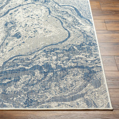Basma Blue Marble Outdoor Area Rug - Clearance - Ornate Home