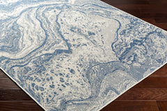 Basma Blue Marble Outdoor Area Rug - Clearance - Ornate Home