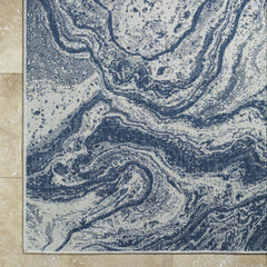 Basma Blue Marble Outdoor Area Rug - Clearance - Ornate Home