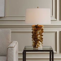 Bassa Brown Cream Glazed Table Lamp - Ornate Home