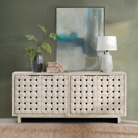 Bast Timeworn Cream Cabinet - Ornate Home