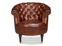 Bastian Brown Leather Armchair - Ornate Home
