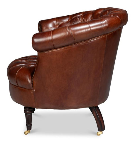 Bastian Brown Leather Armchair - Ornate Home