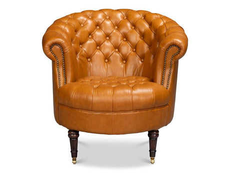 Bastian Brown Leather Armchair - Ornate Home
