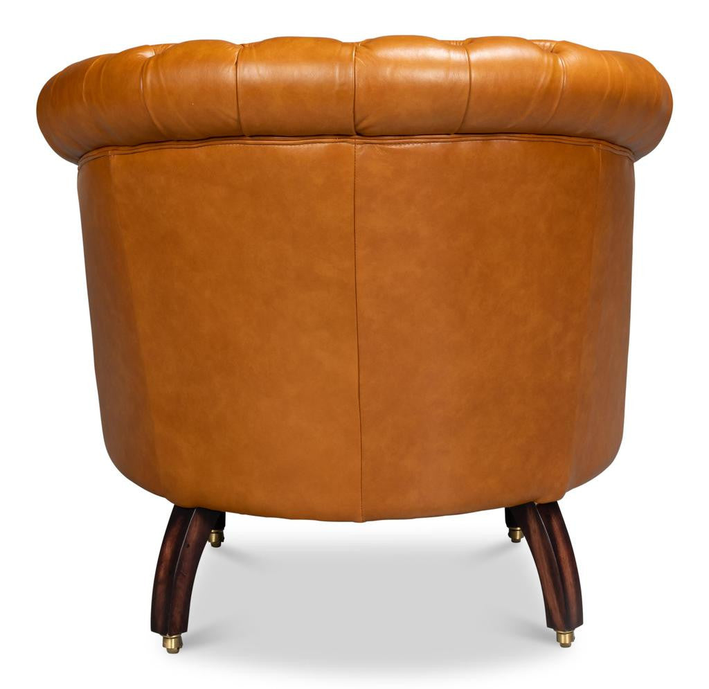 Bastian Brown Leather Armchair - Ornate Home