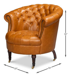 Bastian Brown Leather Armchair - Ornate Home