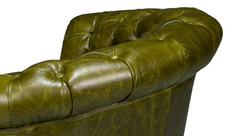 Bastian Green Leather Armchair - Ornate Home