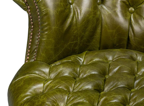 Bastian Green Leather Armchair - Ornate Home