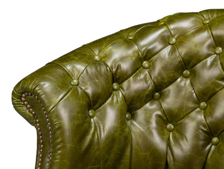 Bastian Green Leather Armchair - Ornate Home