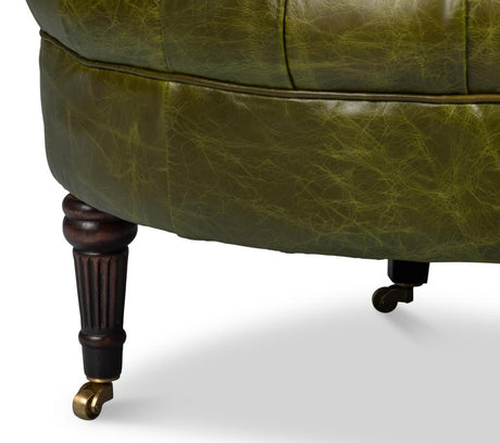 Bastian Green Leather Armchair - Ornate Home