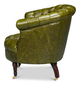 Bastian Green Leather Armchair - Ornate Home