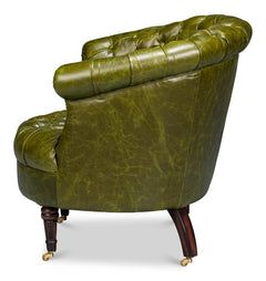 Bastian Green Leather Armchair - Ornate Home