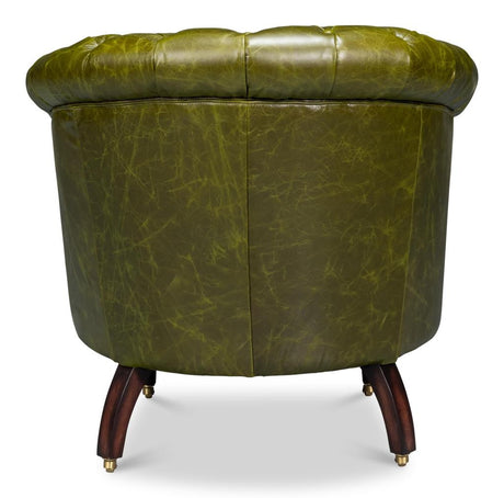 Bastian Green Leather Armchair - Ornate Home