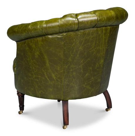 Bastian Green Leather Armchair - Ornate Home