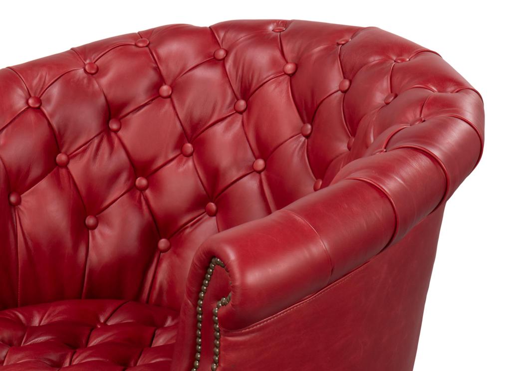 Bastian Red Leather Armchair - Ornate Home